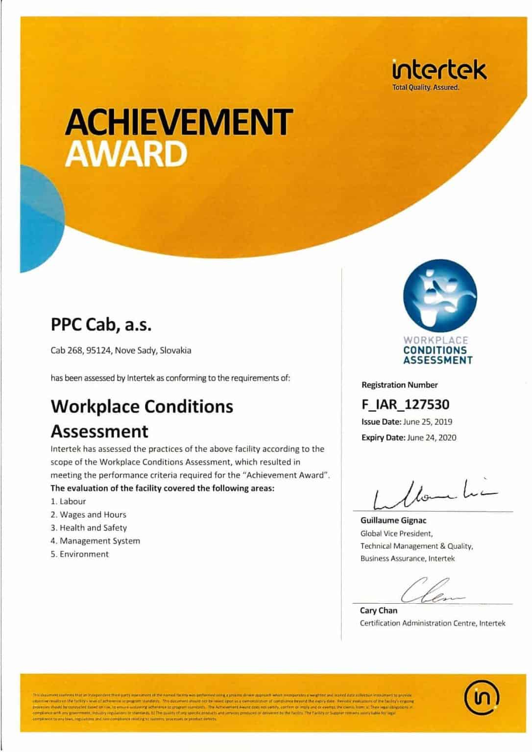 PPC ČAB Achieved a Successful Result in the WCA Workplace Condition